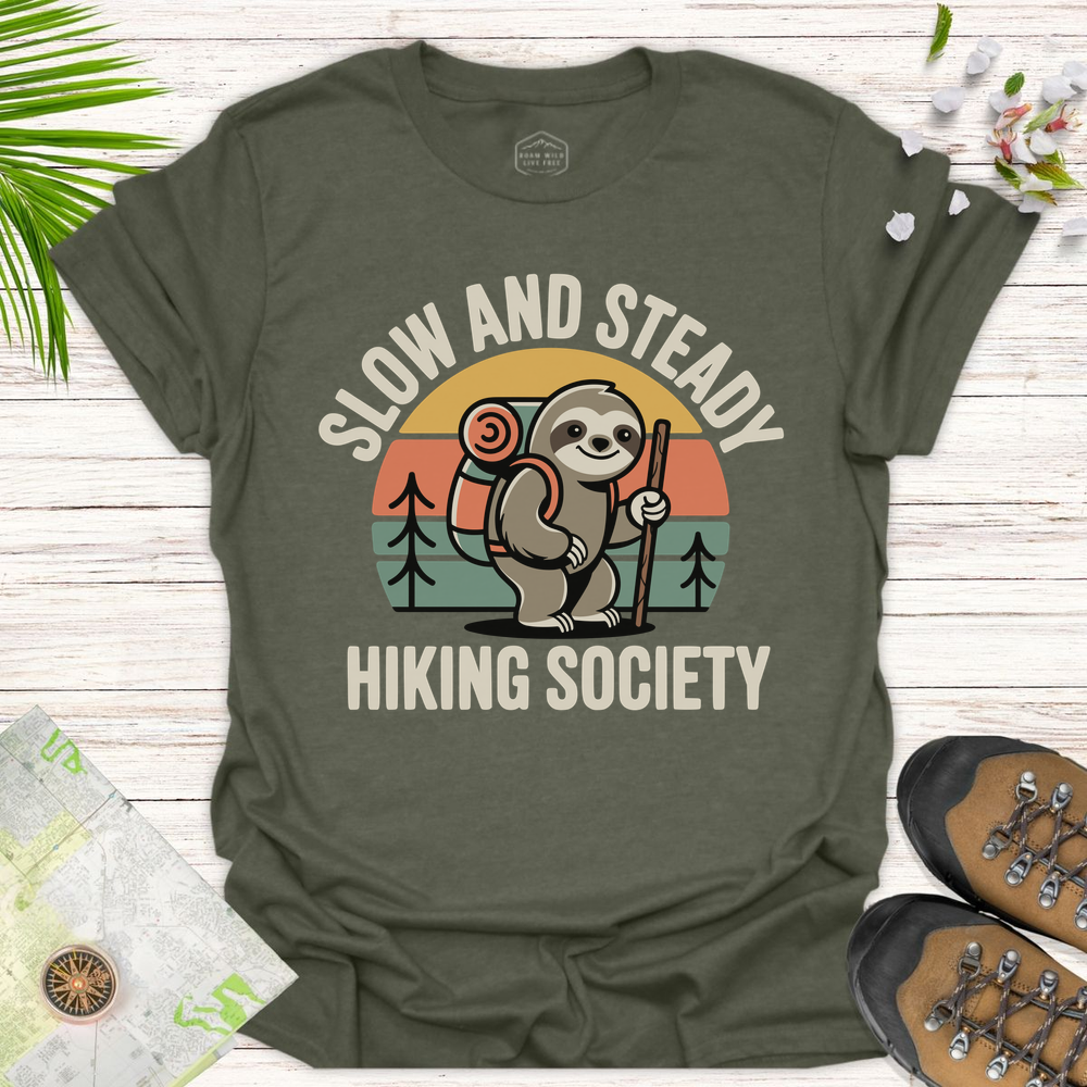 Slow And Steady Sloth Unisex T-Shirt - Heather Military Green