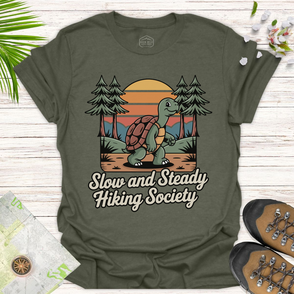 Tortoise Slow And Steady Unisex T-Shirt - Heather Military Green