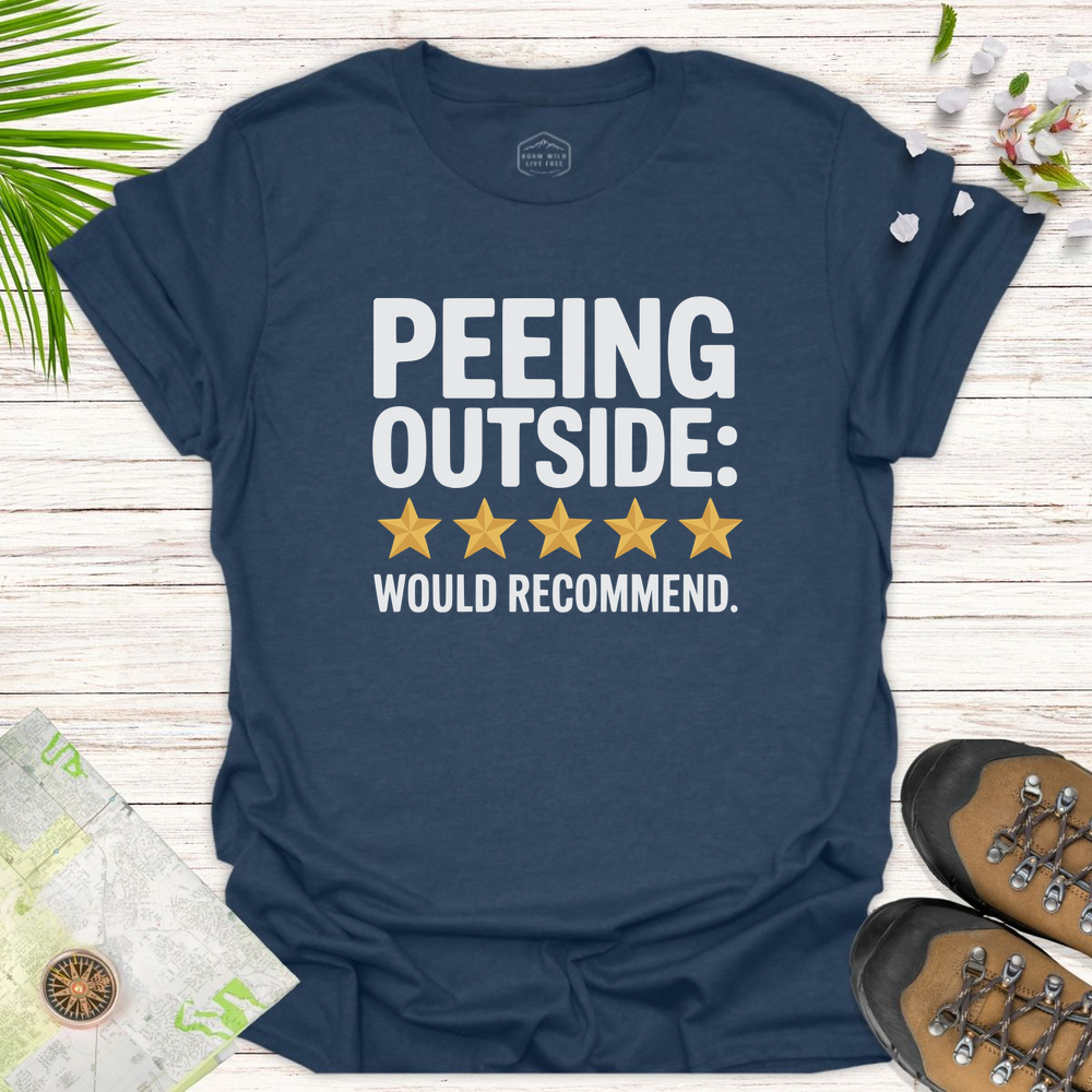 Peeing Outside Review Unisex T-Shirt - Heather Navy