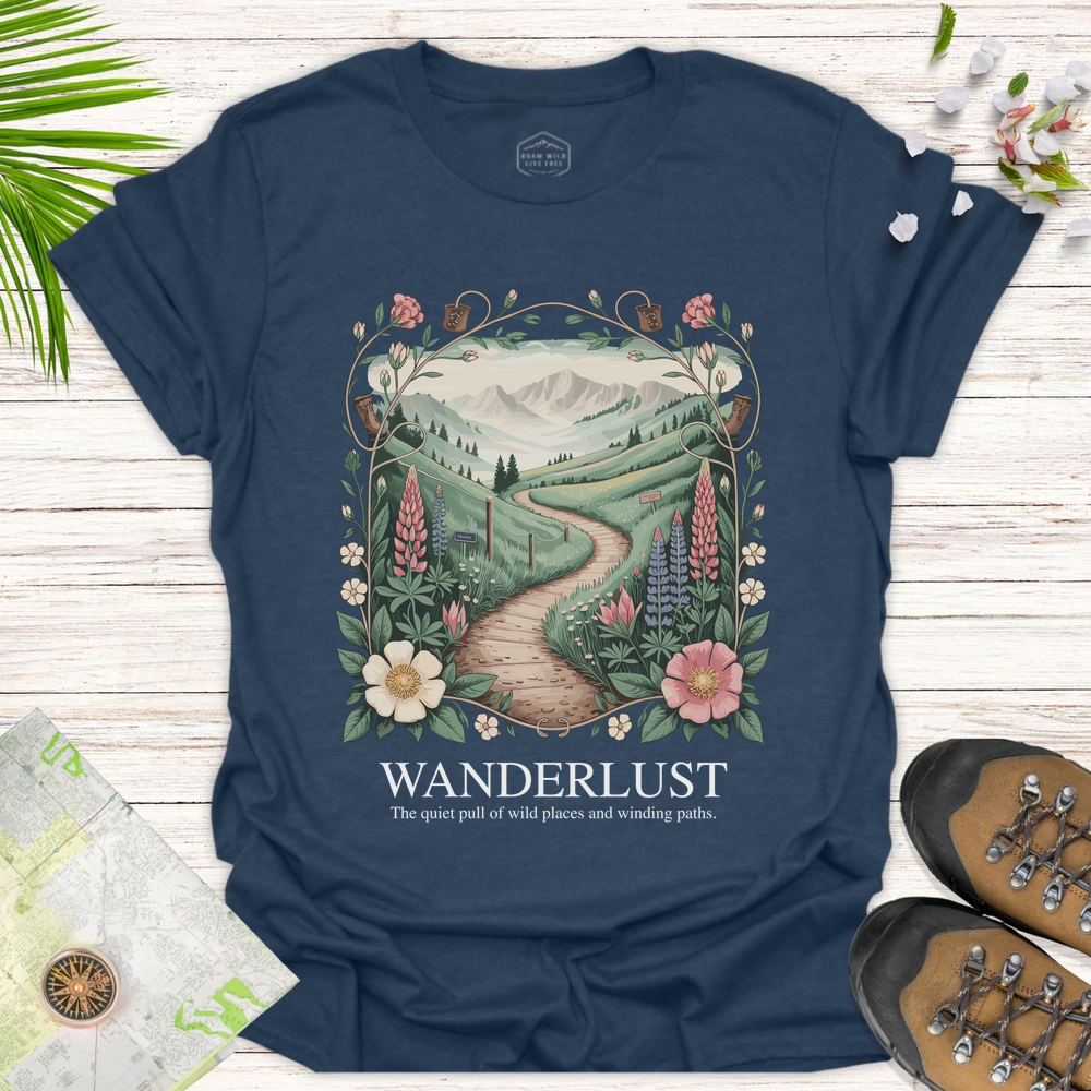 Wanderlust Unisex T-Shirt - Heather Navy