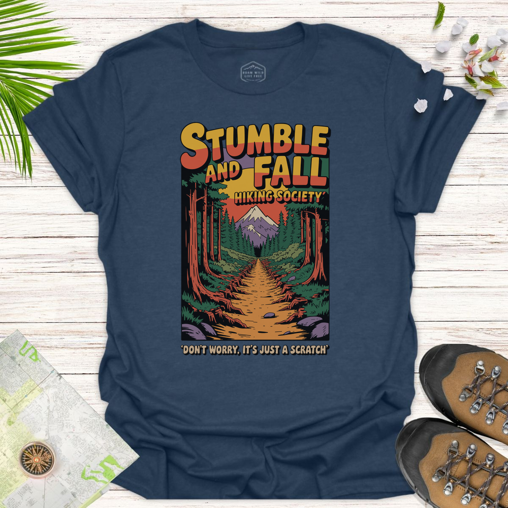 Stumble And Fall Retro Unisex T-Shirt - Heather Navy