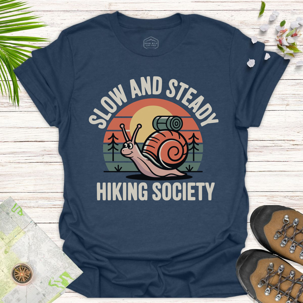 Slow And Steady Snail Unisex T-Shirt - Heather Navy