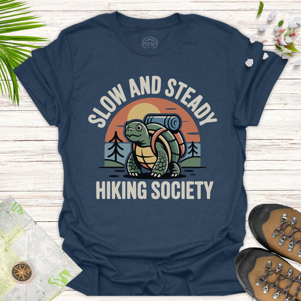 Slow And Steady Tortoise Unisex T-Shirt - Heather Navy