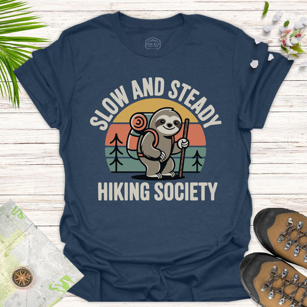 Slow And Steady Sloth Unisex T-Shirt - Heather Navy