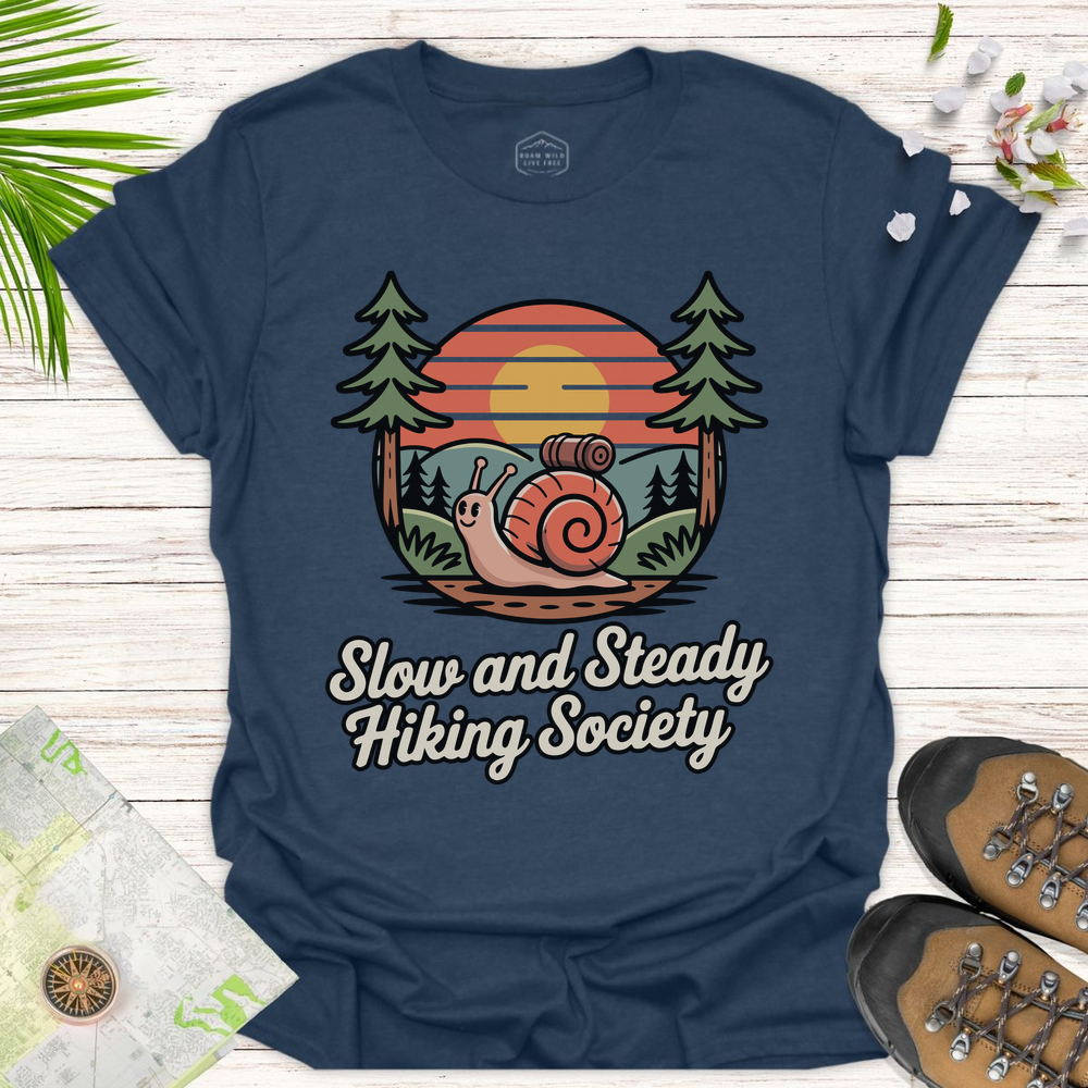 Snail Slow And Steady Unisex T-Shirt - Heather Navy