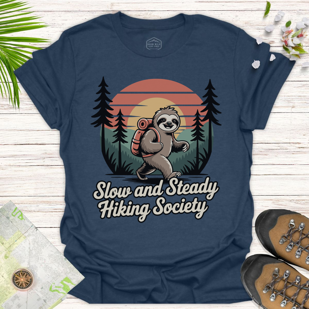 Sloth Slow And Steady Unisex T-Shirt - Heather Navy