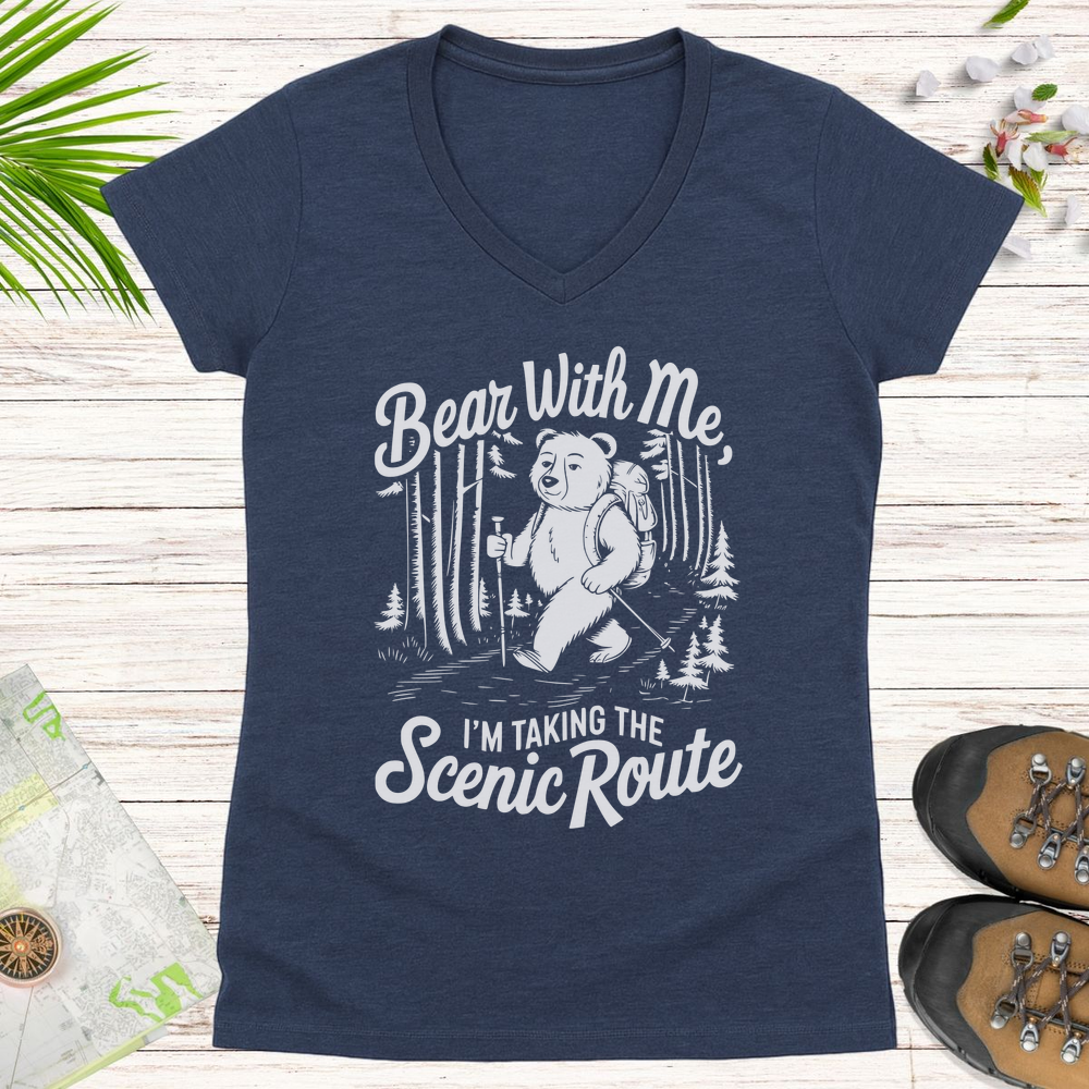 Bear With Me Women's V-Neck T-Shirt - Heather Navy