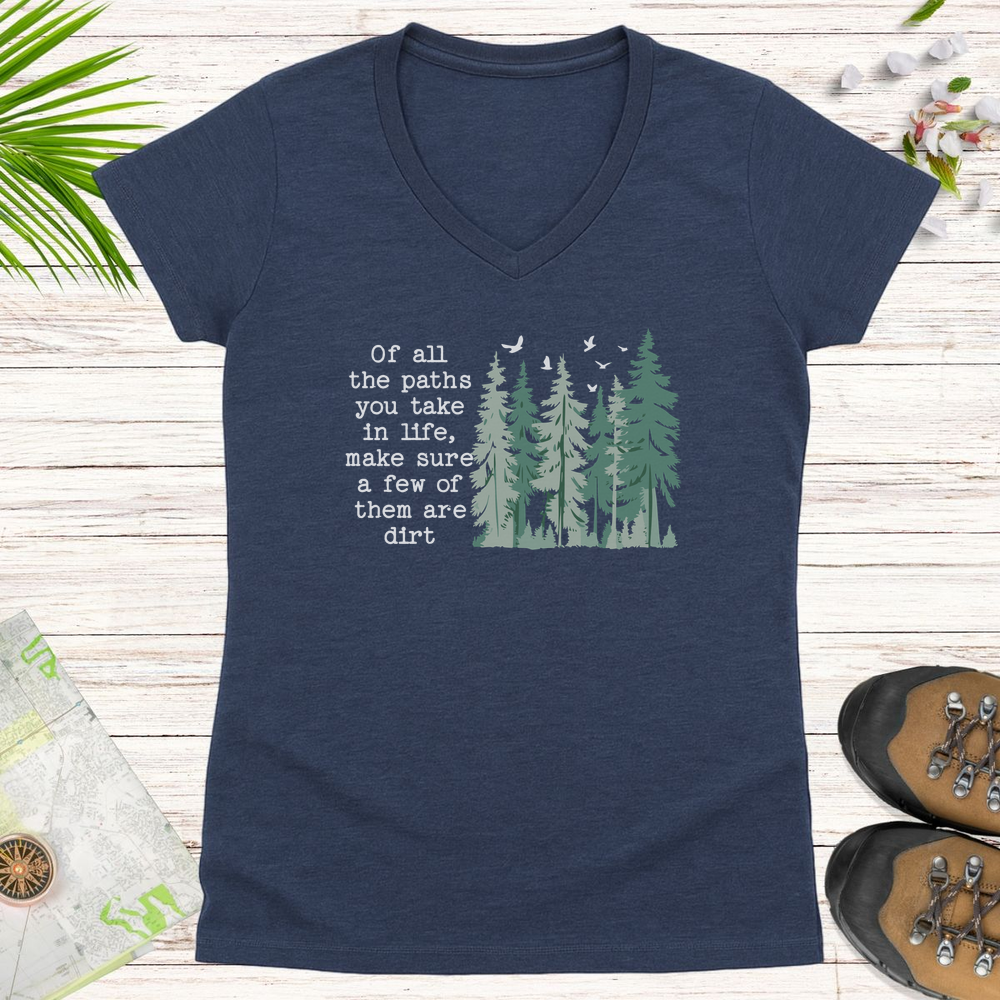 Of All The Paths Women's V-Neck T-Shirt - Heather Navy