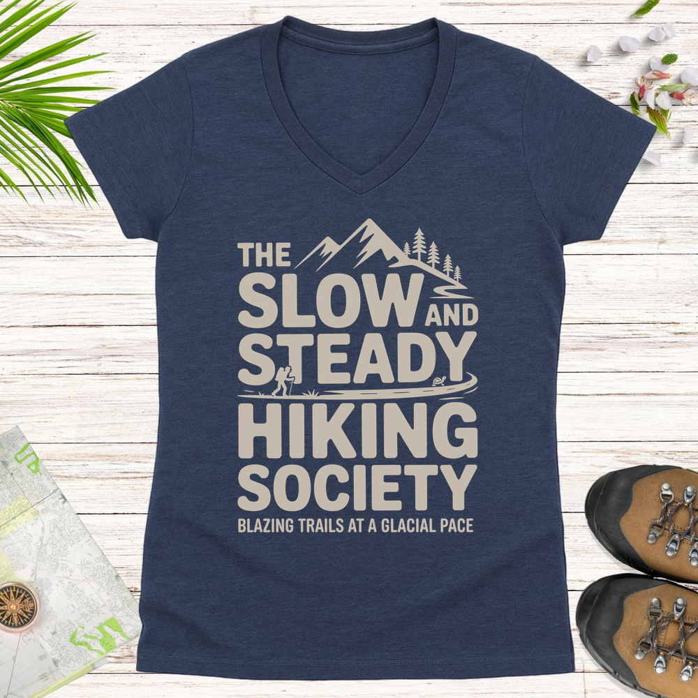 The Slow And Steady Women's V-Neck T-Shirt - Heather Navy