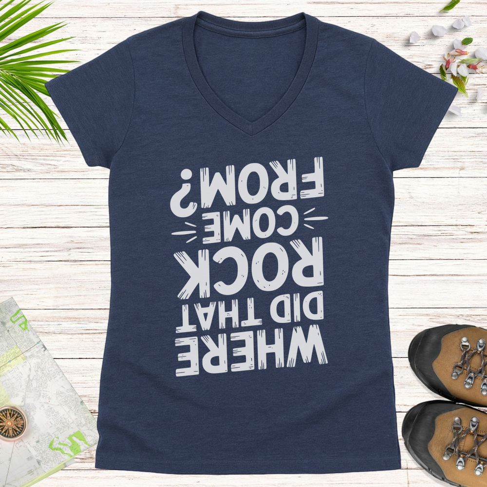 Where Did That Rock Come From Women's V-Neck T-Shirt - Heather Navy