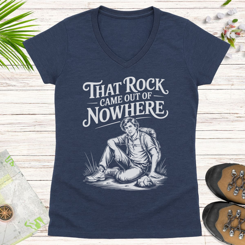 That Rock Came Out Of Nowhere Women's V-Neck T-Shirt - Heather Navy