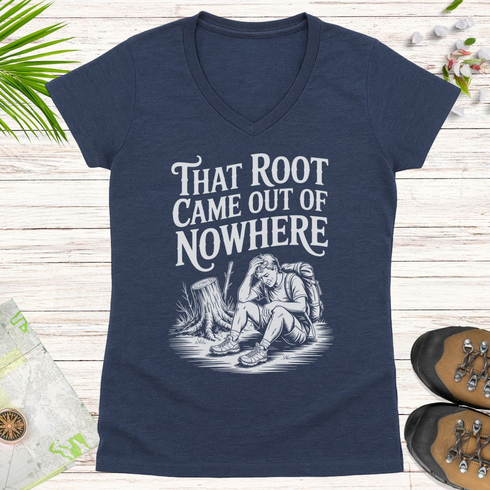 That Root Came Out Of Nowhere Women's V-Neck T-Shirt - Heather Navy