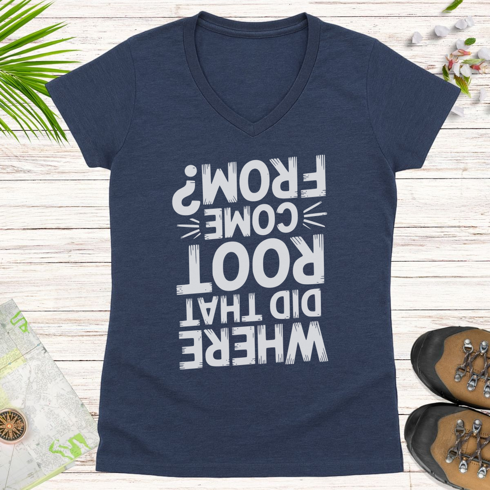 Where Did That Root Come From Women's V-Neck T-Shirt - Heather Navy