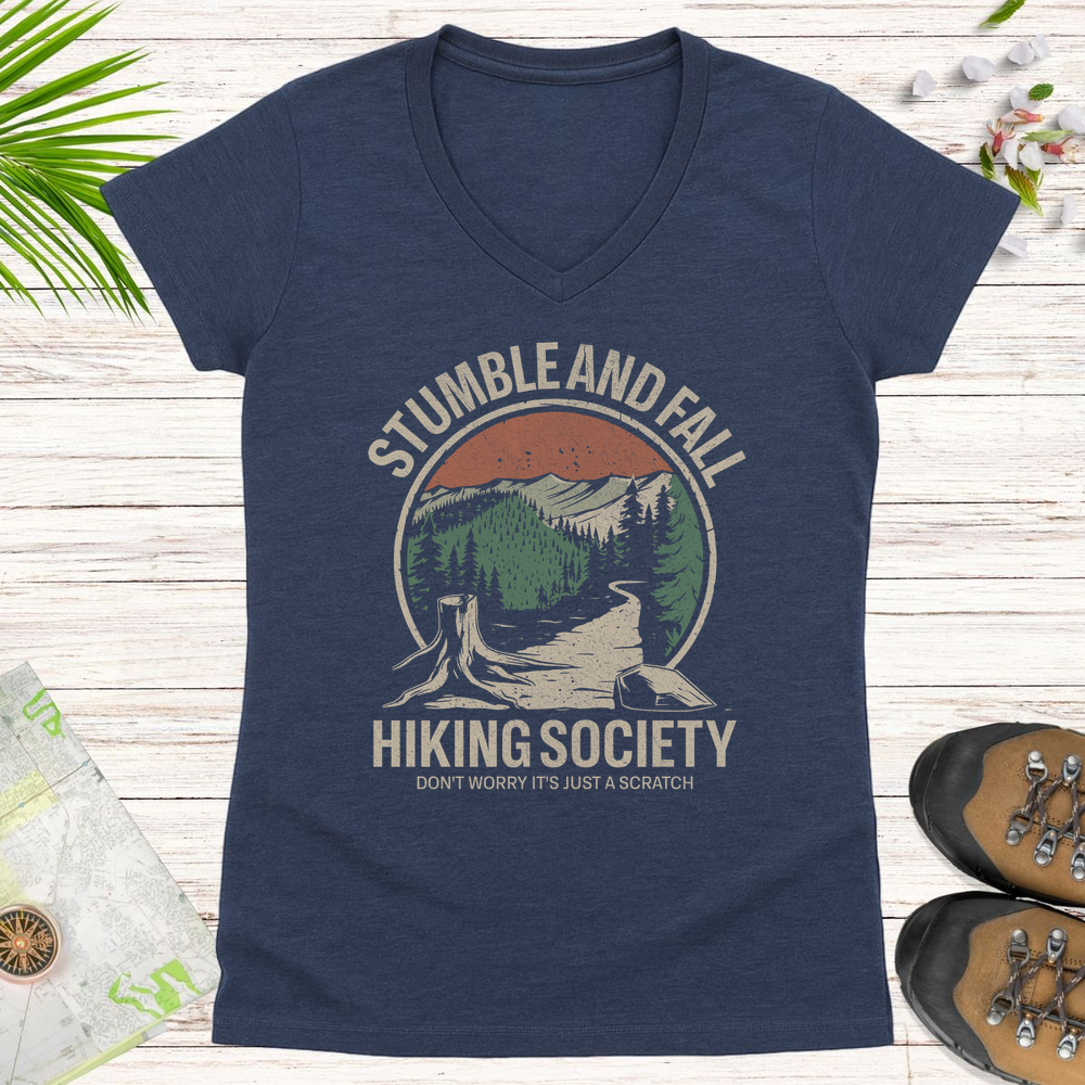 Stumble And Fall Society Women's V-Neck T-Shirt - Heather Navy