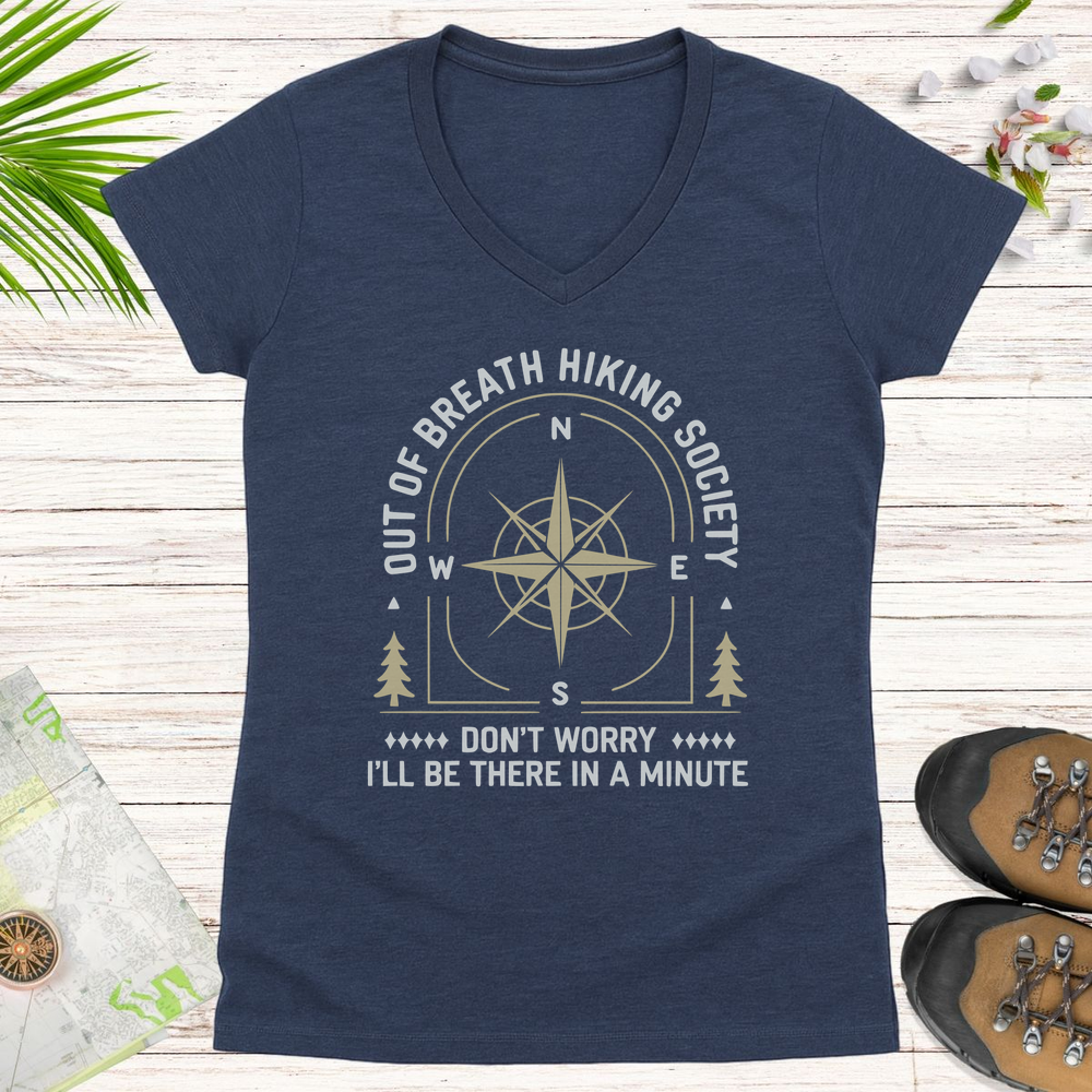 The Out Of Breath Society Women's V-Neck T-Shirt - Heather Navy