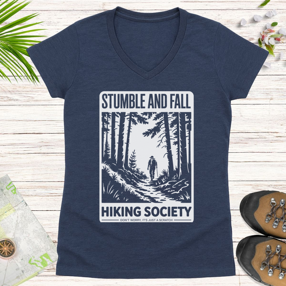 Stumble And Fall Women's V-Neck T-Shirt - Heather Navy