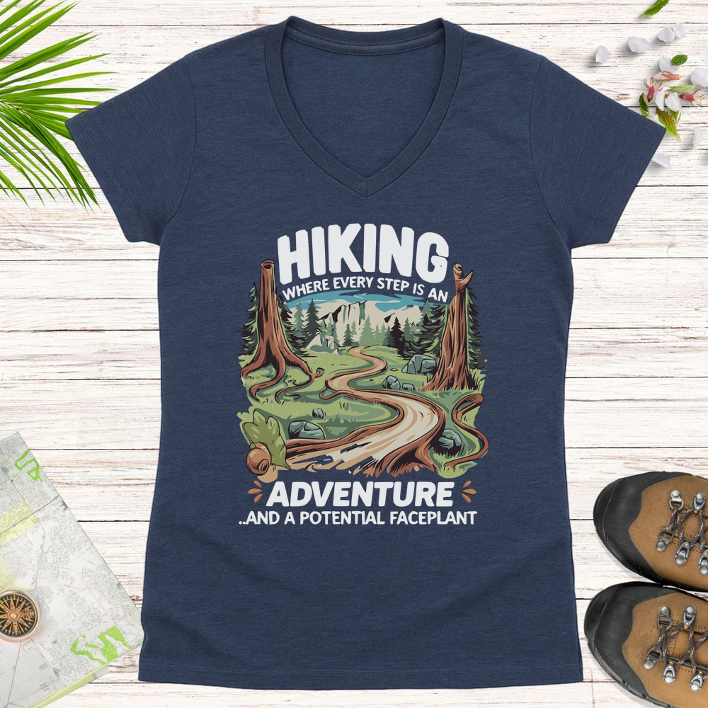 Potential Faceplant Women's V-Neck T-Shirt - Heather Navy
