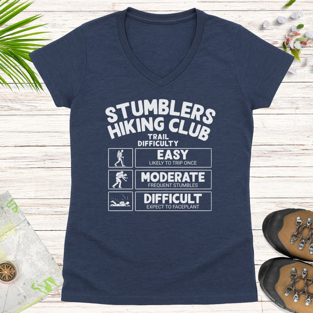 Trail Difficulty Women's V-Neck T-Shirt - Heather Navy