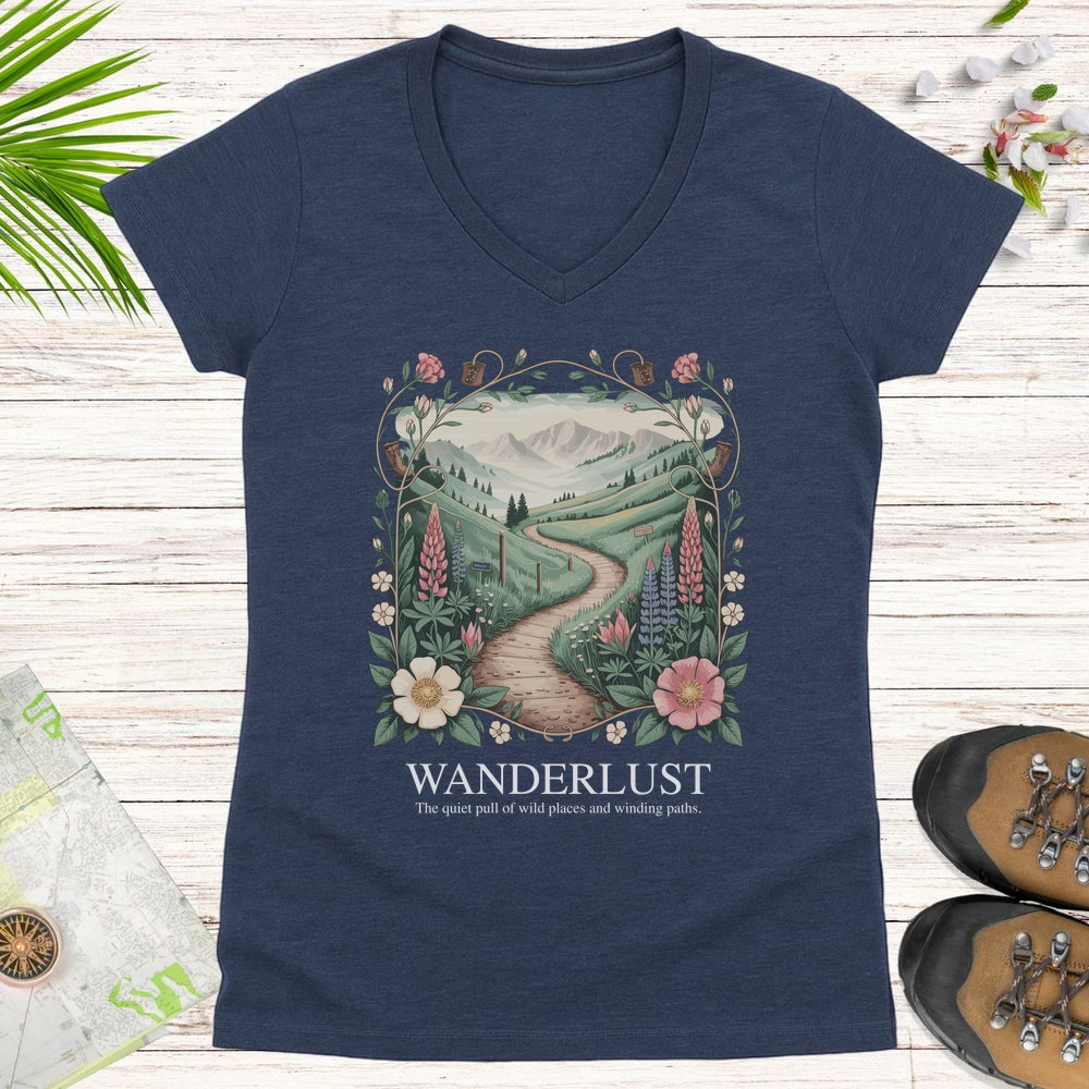 Wanderlust Women's V-Neck T-Shirt - Heather Navy