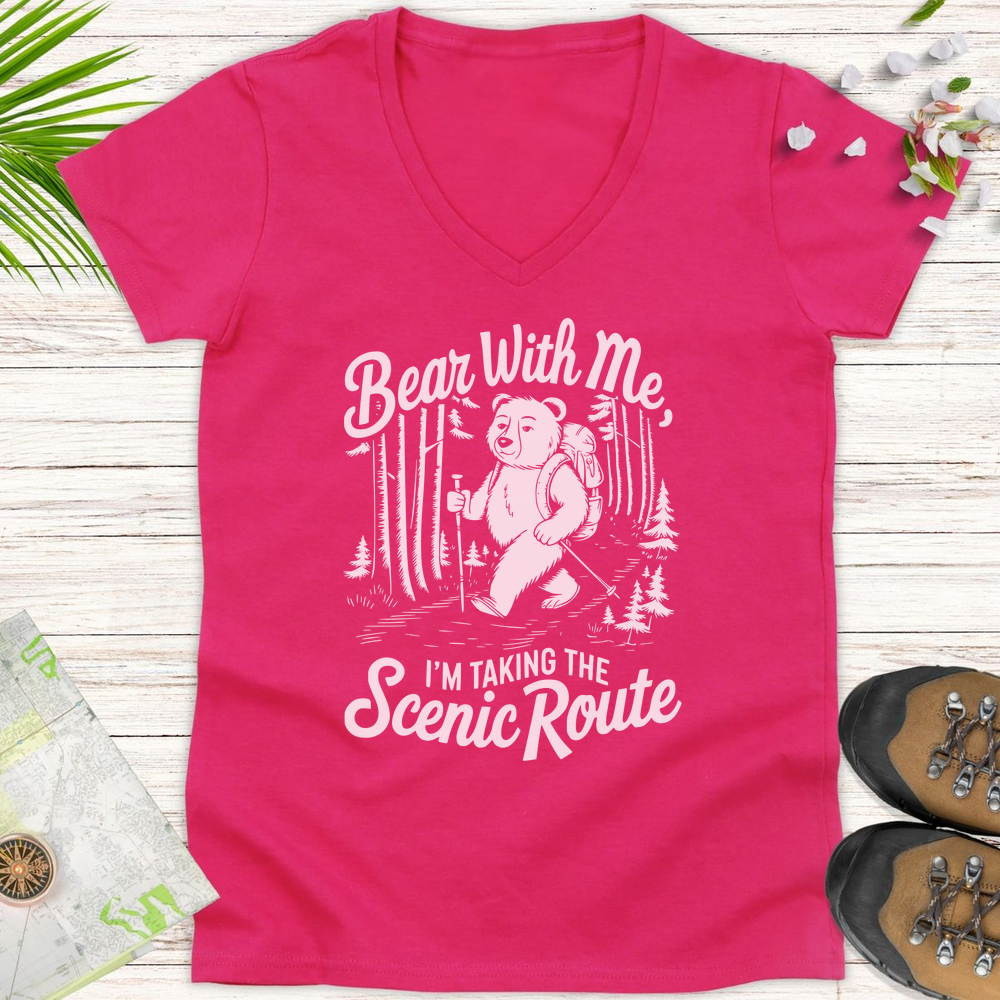 Bear With Me Women's V-Neck T-Shirt - Heliconia