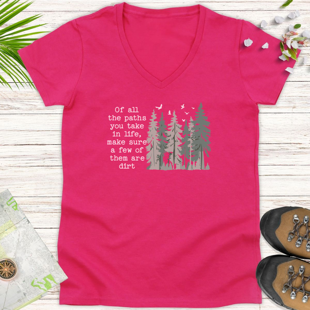 Of All The Paths Women's V-Neck T-Shirt - Heliconia