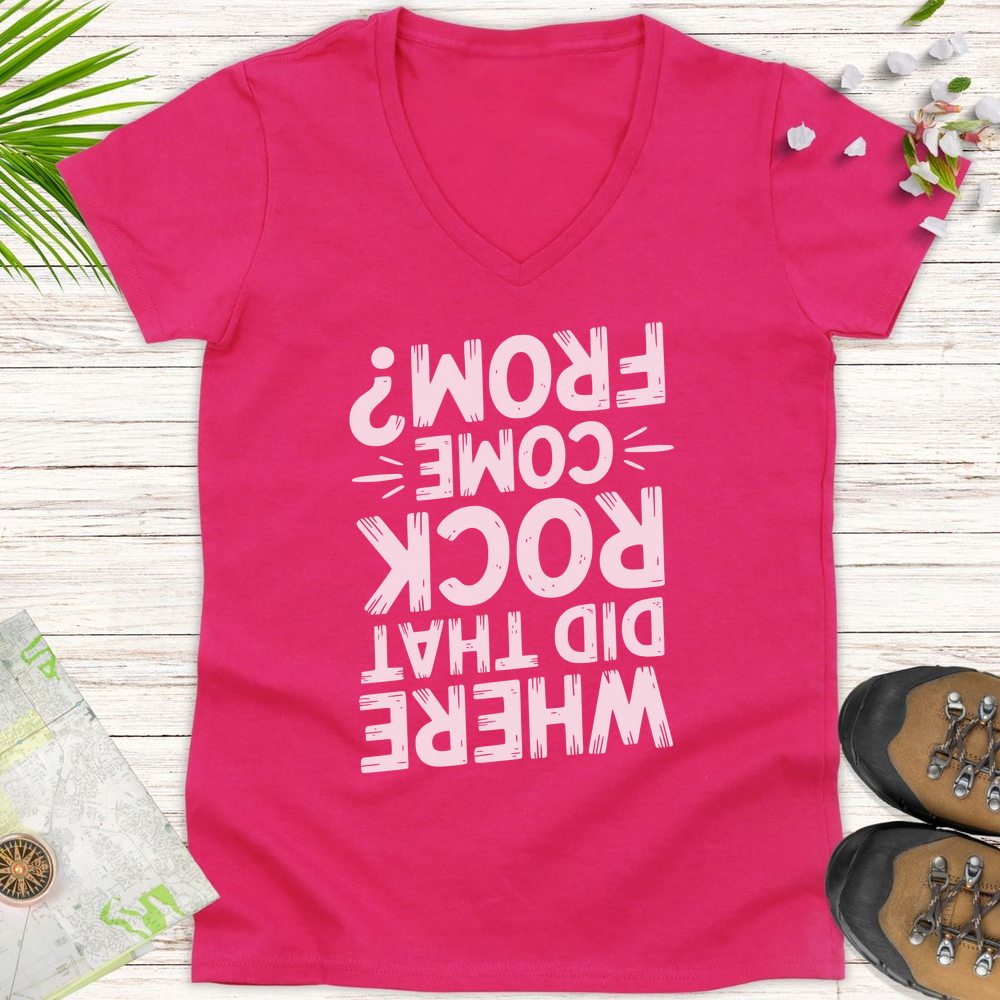 Where Did That Rock Come From Women's V-Neck T-Shirt - Heliconia