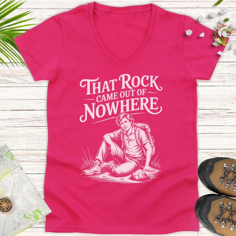 That Rock Came Out Of Nowhere Women's V-Neck T-Shirt - Heliconia