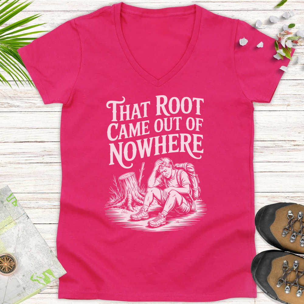 That Root Came Out Of Nowhere Women's V-Neck T-Shirt - Heliconia
