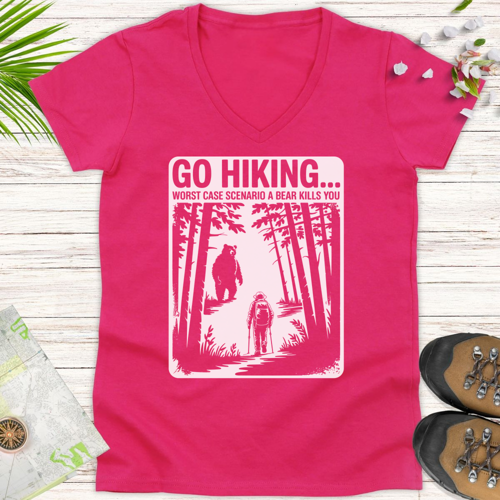 Bear Kills You Women's V-Neck T-Shirt - Heliconia