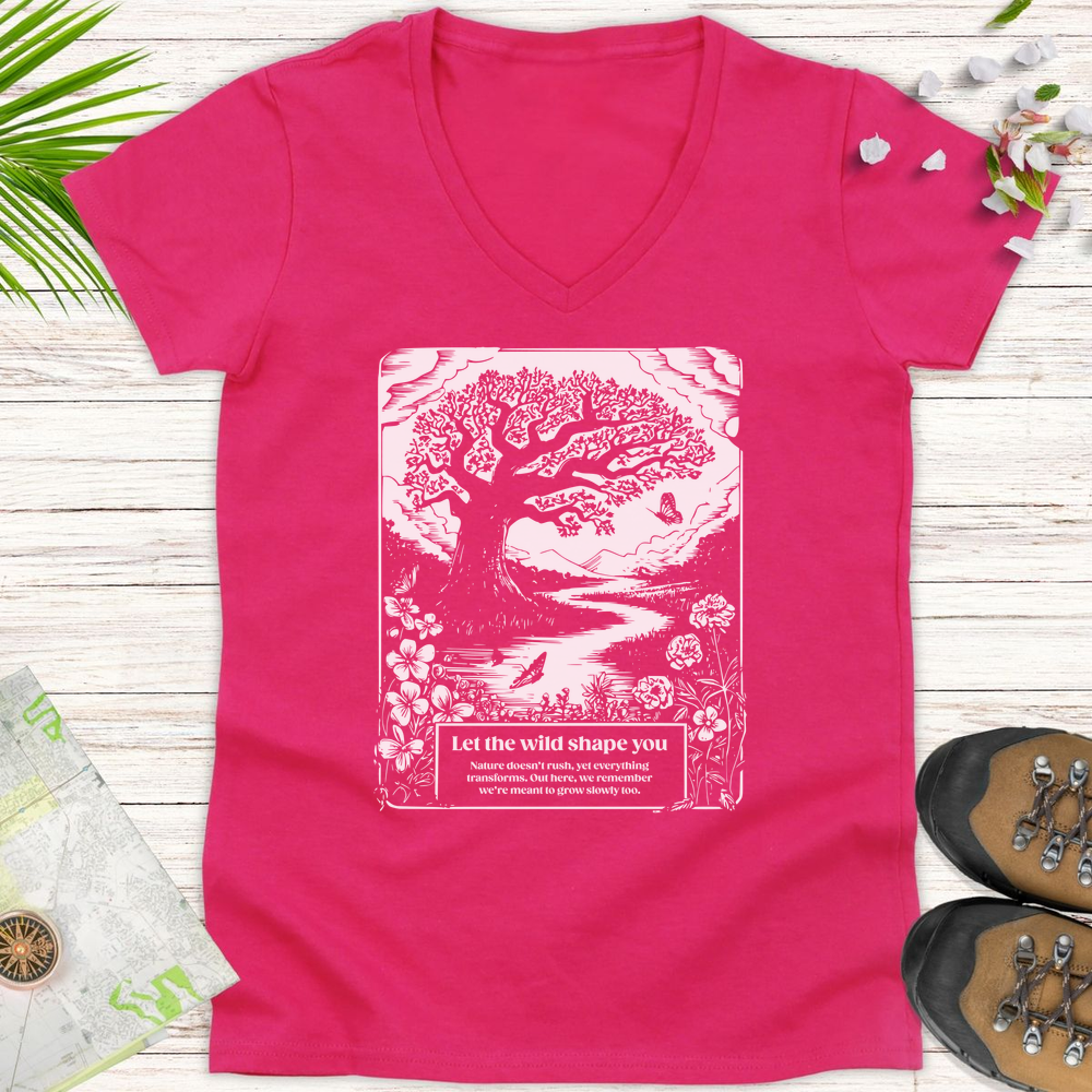 Let The Wild Shape You Women's V-Neck T-Shirt - Heliconia