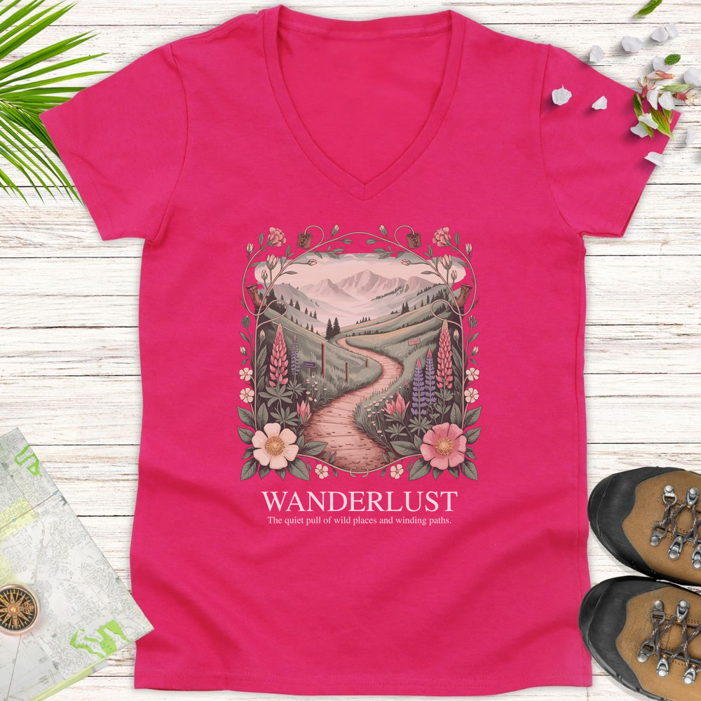 Wanderlust Women's V-Neck T-Shirt - Heliconia