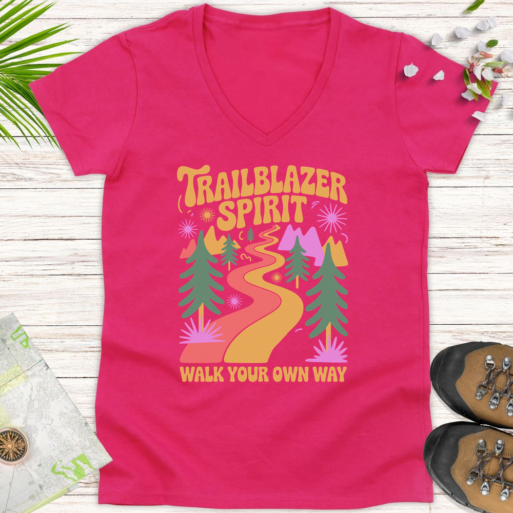Trailblazer Spirit Women's V-Neck T-Shirt - Heliconia