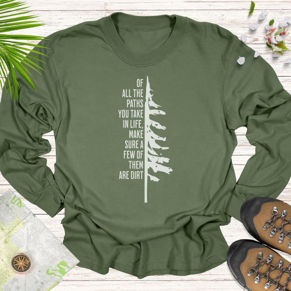 Take The Dirt Path Pine Long Sleeve Unisex T-Shirt - Hemp