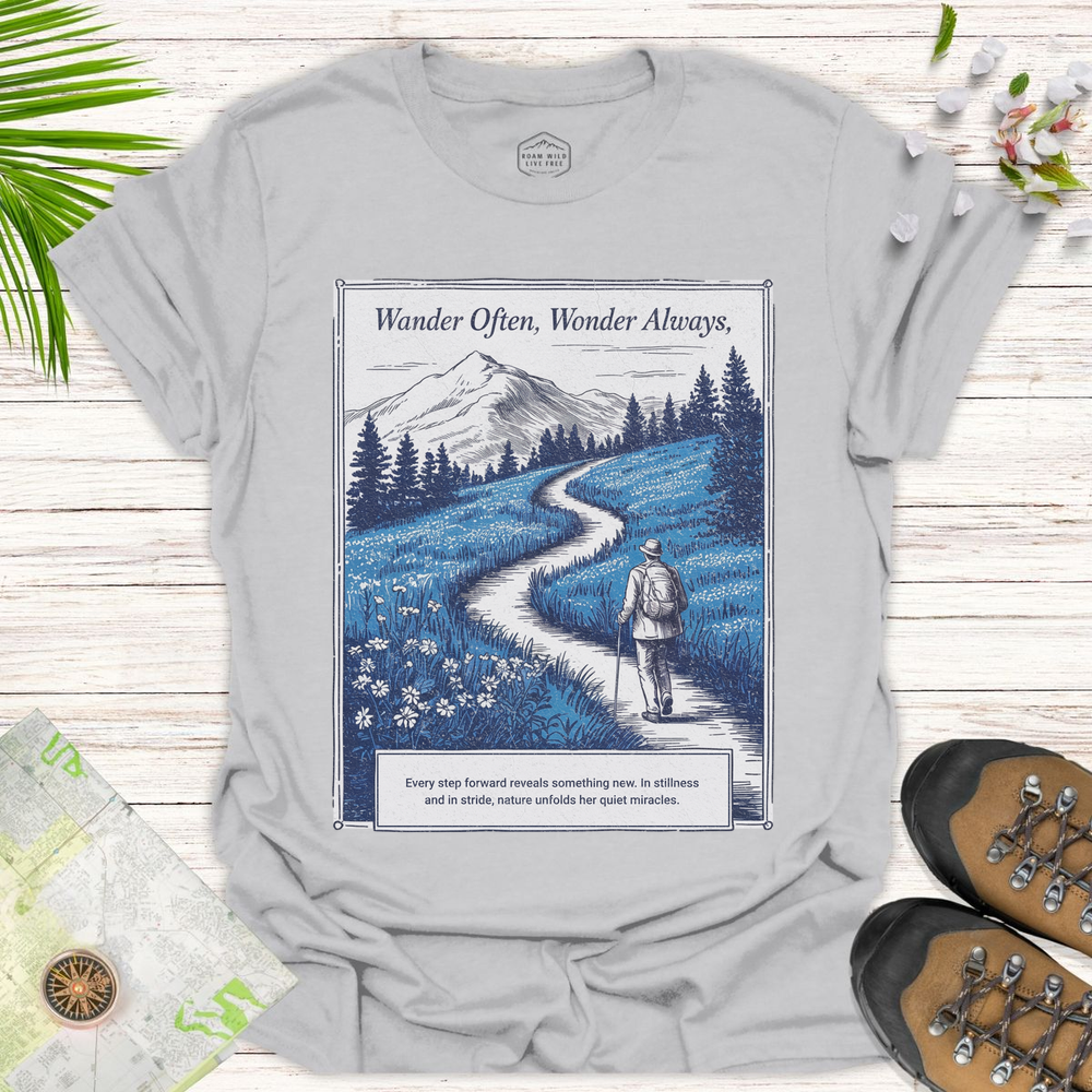 Wander Often Wonder Always Unisex T-Shirt - Ice Grey