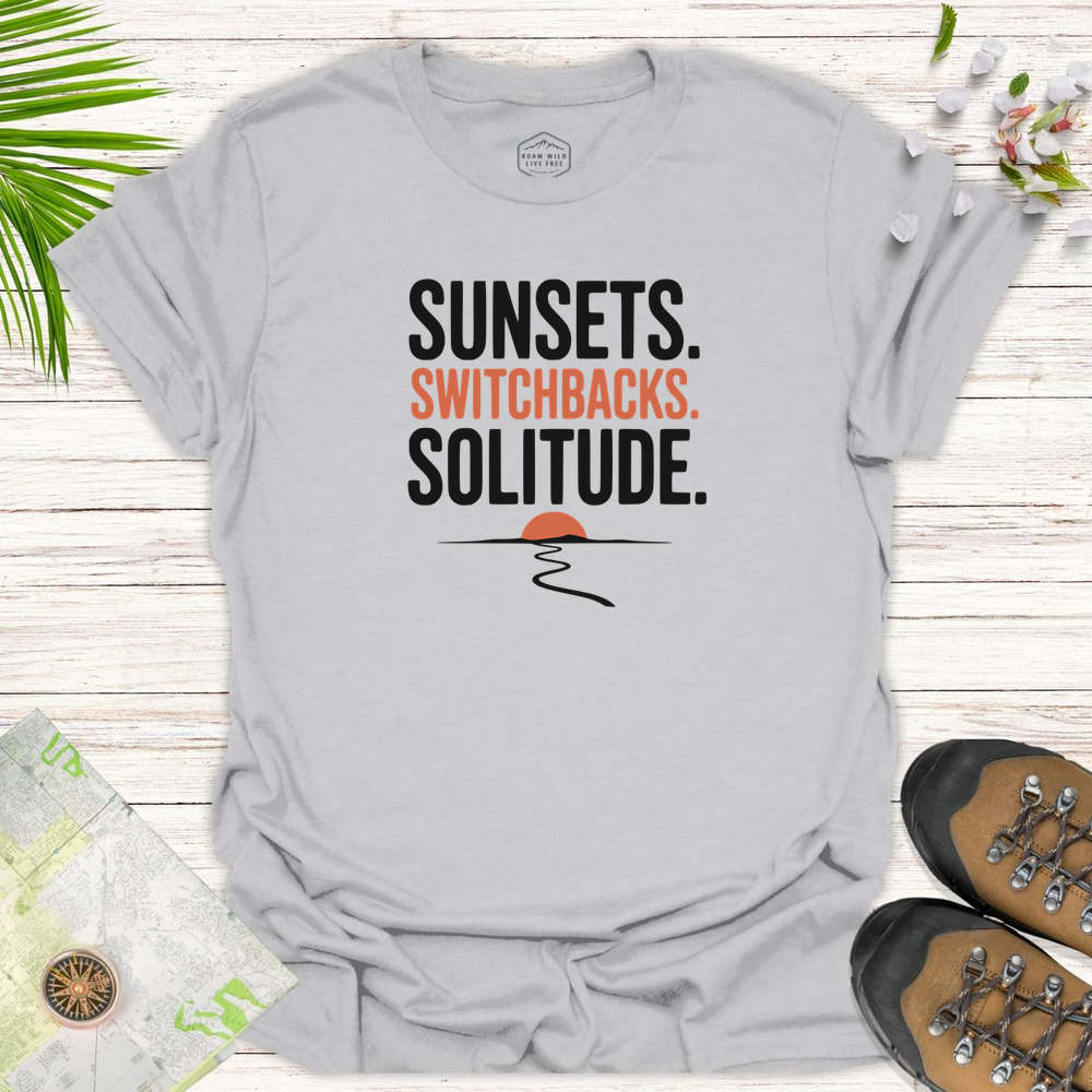 Sunsets Switchbacks Solitude Unisex T-Shirt - Ice Grey