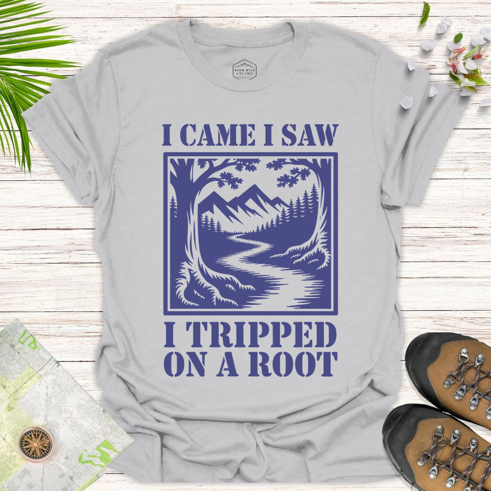 I Came I Saw I Tripped On A Root T-Shirt - Ice Grey