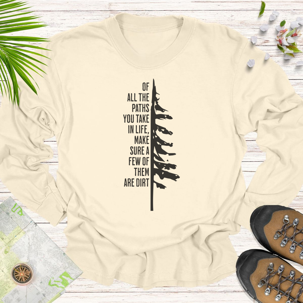 Take The Dirt Path Pine Long Sleeve Unisex T-Shirt - Ivory