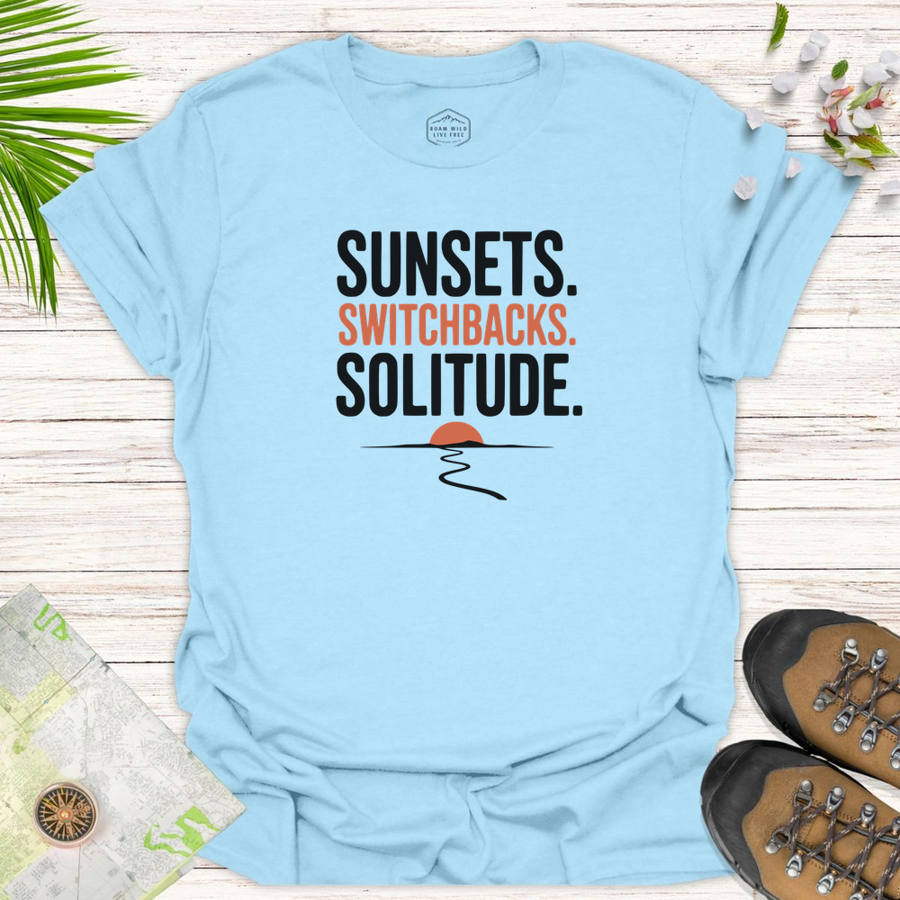 Sunsets Switchbacks Solitude Unisex T-Shirt - Light Blue