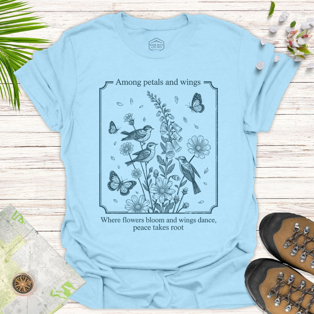 Among Petals And Wings Unisex T-Shirt - Light Blue