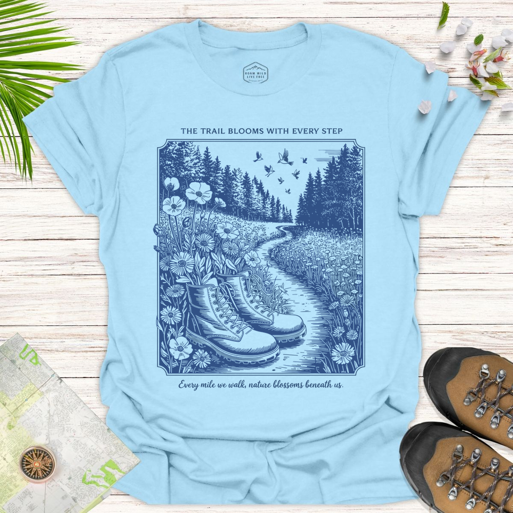 The Trail Blooms With Every Step Unisex T-Shirt - Light Blue