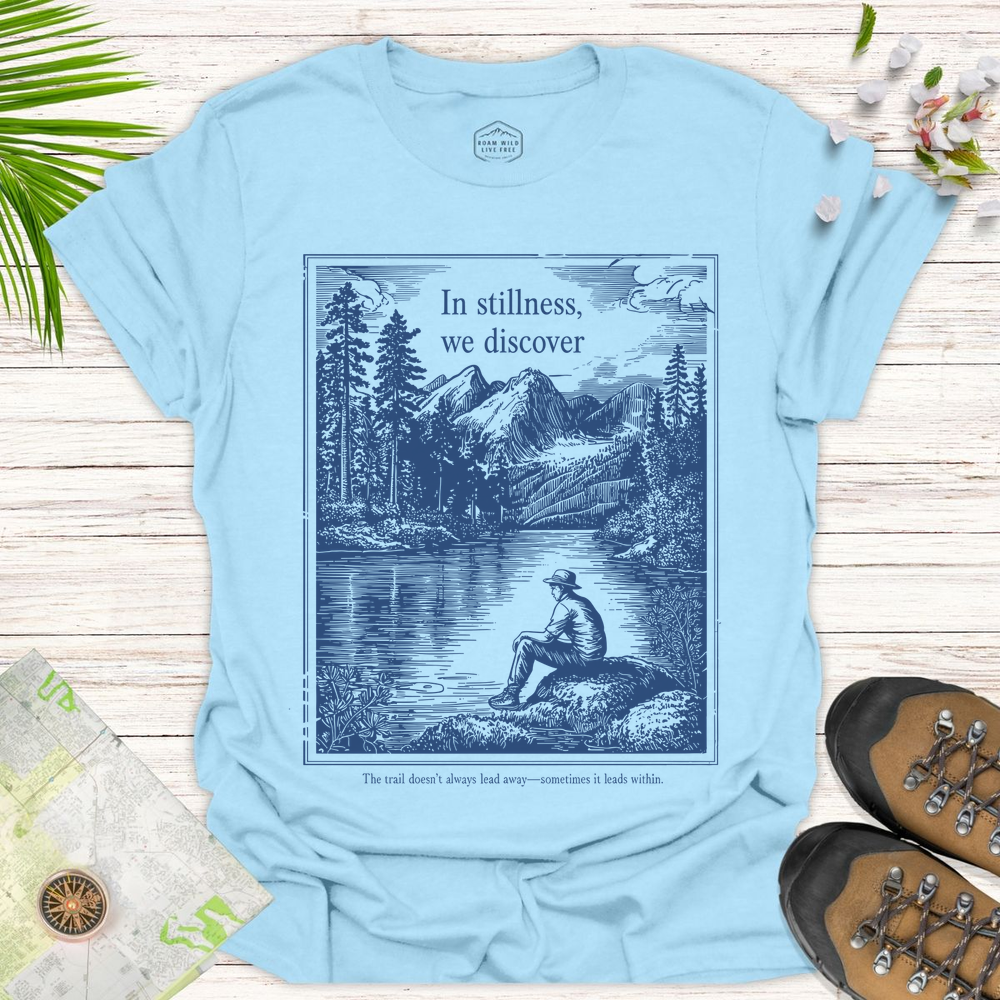 In Stillness We Discover Unisex T-Shirt - Light Blue