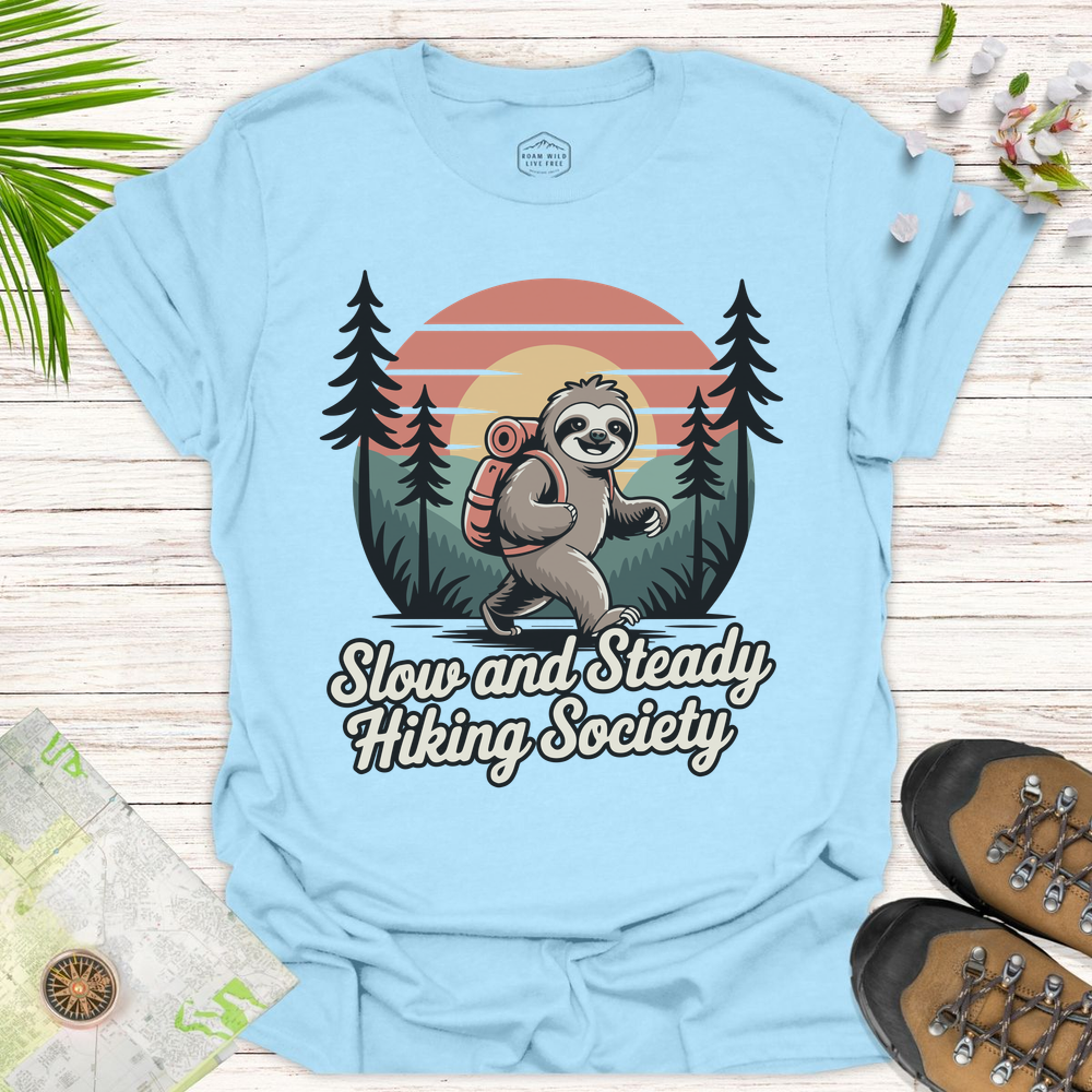 Sloth Slow And Steady Unisex T-Shirt - Light Blue