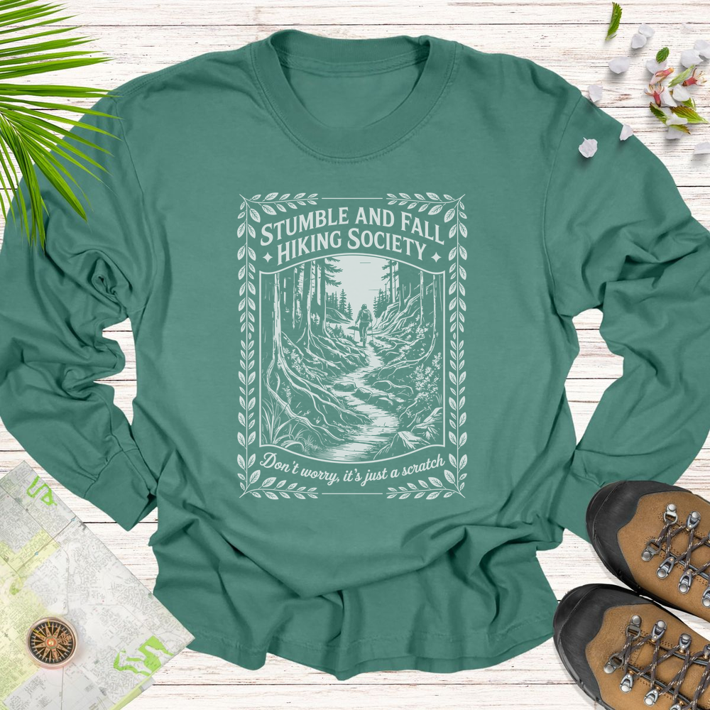 Stumble And Fall Ornate Long Sleeve Unisex T-Shirt - Light Green