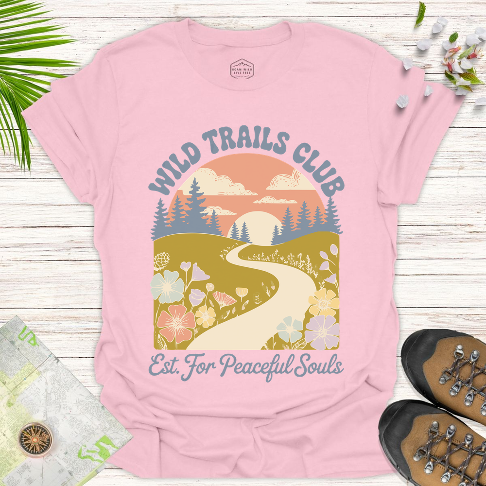 Wild Trails Club Unisex T-Shirt - Light Pink