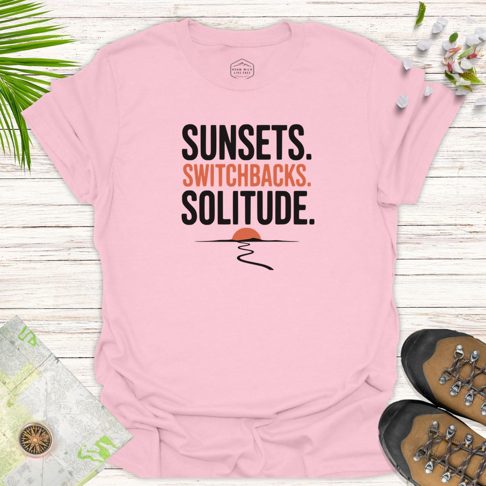 Sunsets Switchbacks Solitude Unisex T-Shirt - Light Pink
