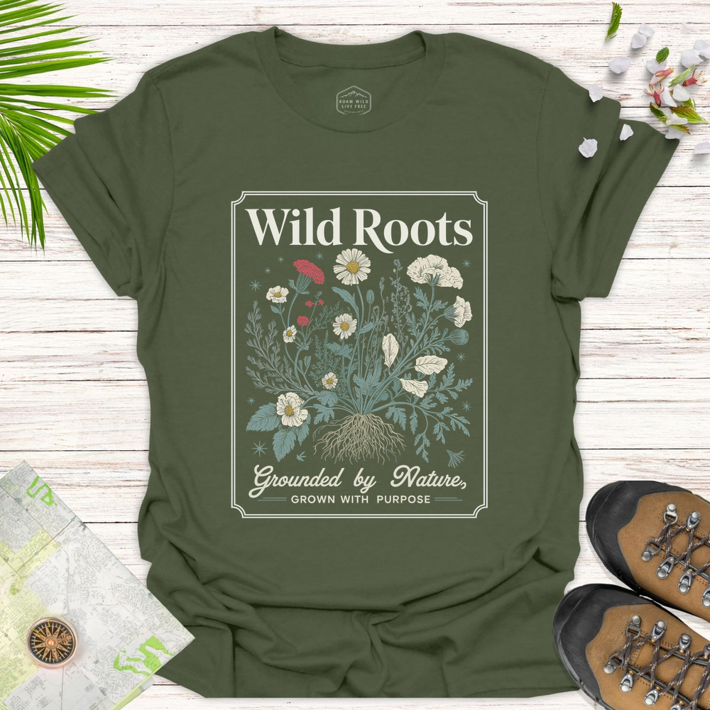 Wild Roots Unisex T-Shirt - Military Green