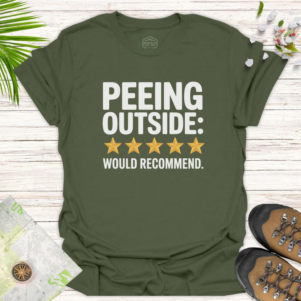 Peeing Outside Review Unisex T-Shirt - Military Green