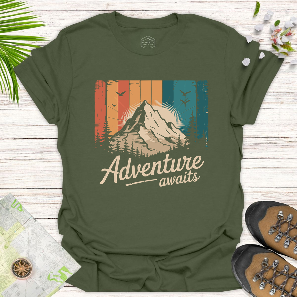 Adventure Awaits Vintage Unisex T-Shirt - Military Green