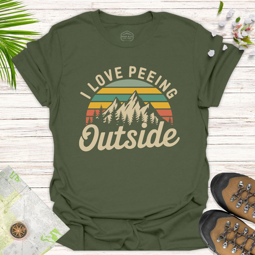 I Love Peeing Outside Unisex T-Shirt - Military Green