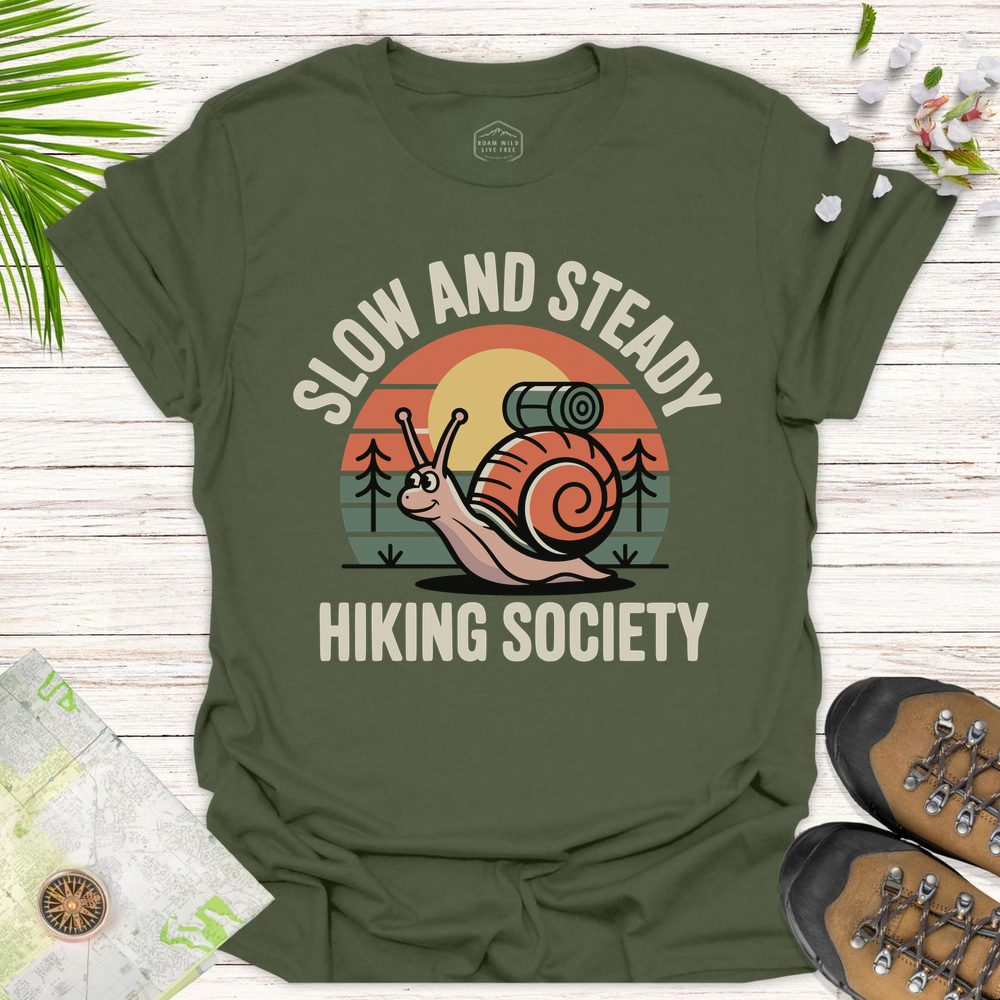 Slow And Steady Snail Unisex T-Shirt - Military Green